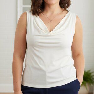 Charter Club Woman White Cowl Neck Sleeveless Top Blouse 3X